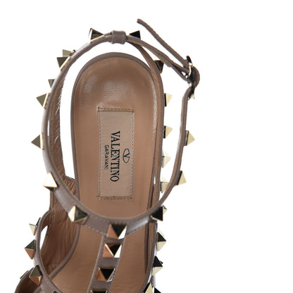 Valentino Garavani Metallic Pebbled Calfskin Rockstud Ankle Strap 100mm Pumps 37 Sasso Poudre 8 of 10