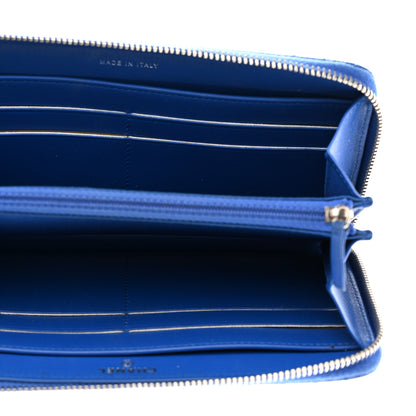 Chanel Caviar Chevron Quilted Large Gusset Zip Around Wallet Bright Blue 5 of 11
