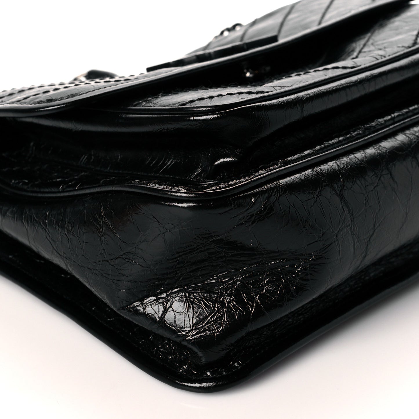 Crinkled Calfskin Matelasse Monogram Medium Niki Chain Satchel Black