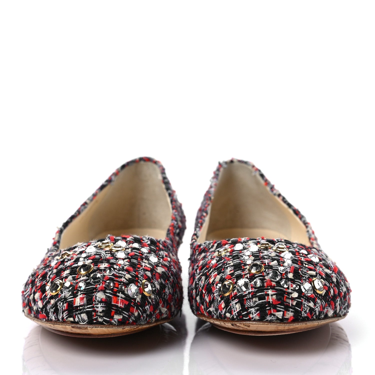 Chanel Tweed Crystal CC Ballerina Flats 38.5 Multicolor 2 of 8