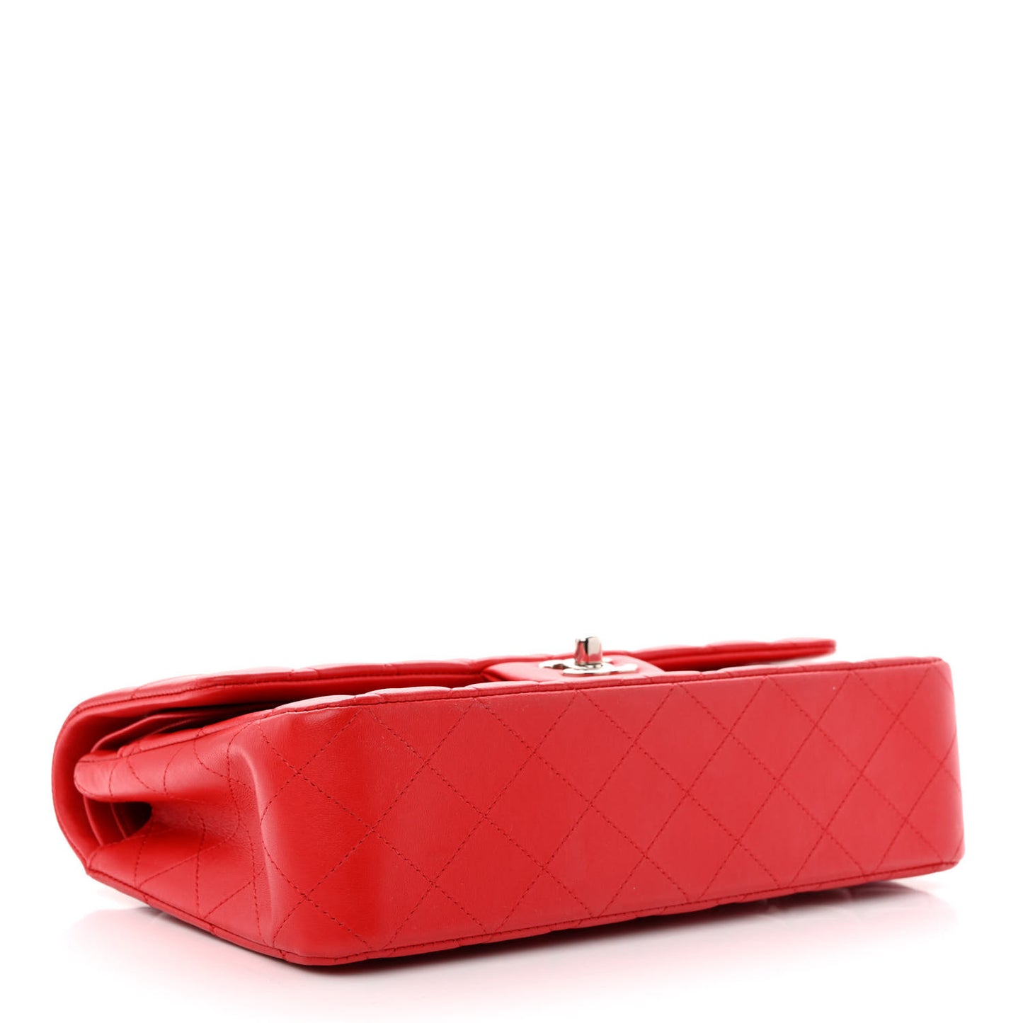 Lambskin Quilted Medium Double Flap Red