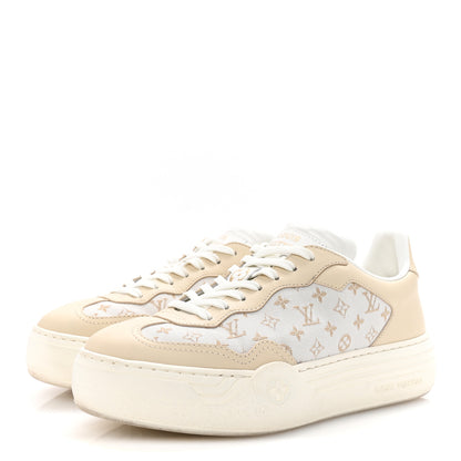 Louis Vuitton Canvas Calfskin Monogram LV Groovy Platform Sneakers 38 Beige 4 of 9