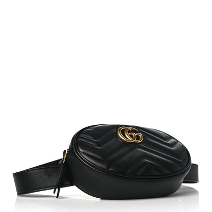 Gucci Calfskin Matelasse GG Marmont Belt Bag 95 38 Black 4 of 11