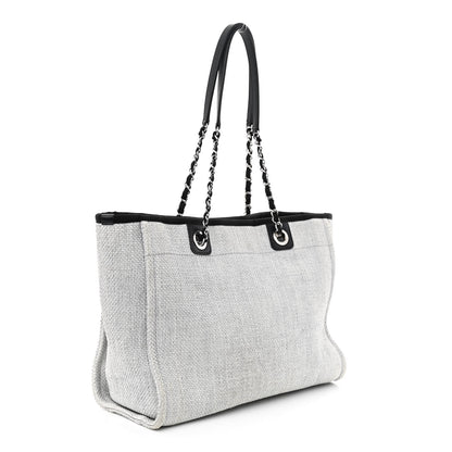 Chanel Woven Straw Raffia Small Deauville Tote Grey 2 of 10