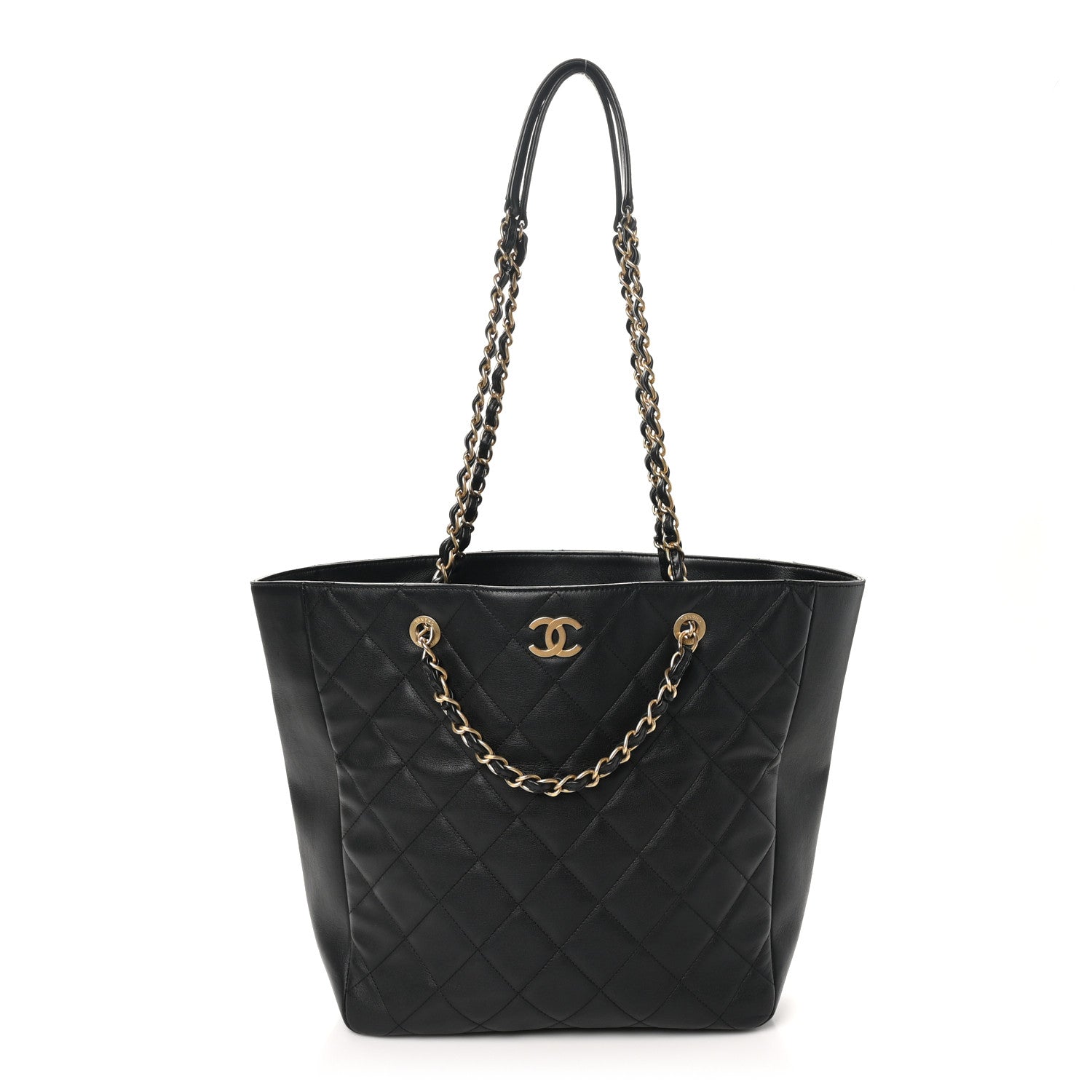 Chanel Lambskin Quilted Shopping Tote Black 1 of 10