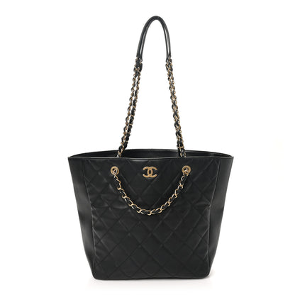 Chanel Lambskin Quilted Shopping Tote Black 1 of 10