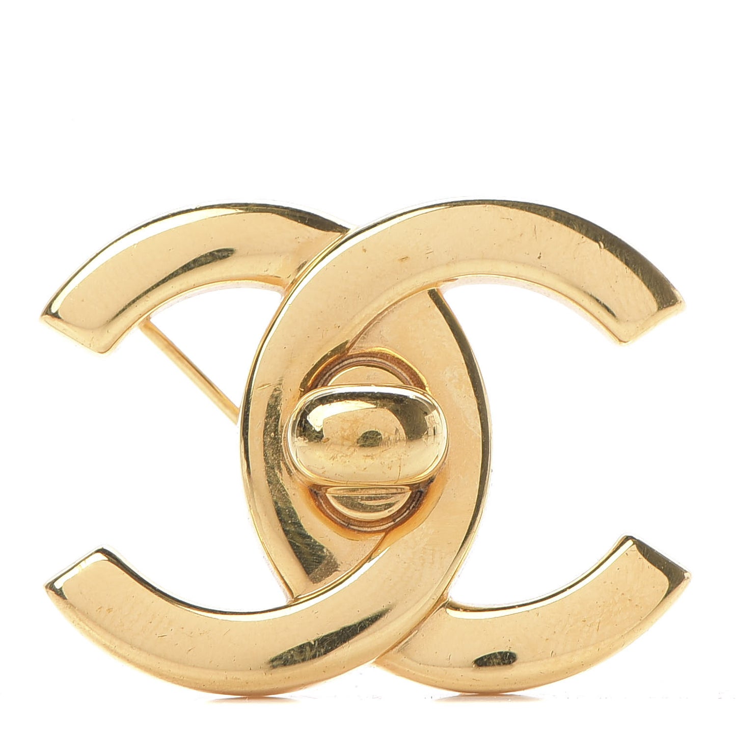 CC Turn Lock Brooch Gold