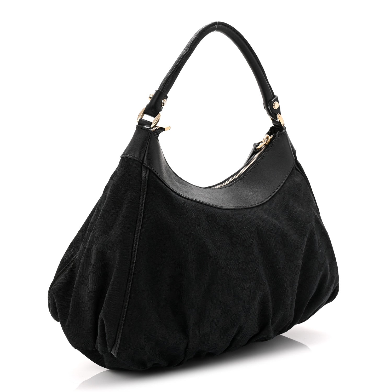 Gucci Monogram Large D Gold Ring Hobo Black 3 of 10