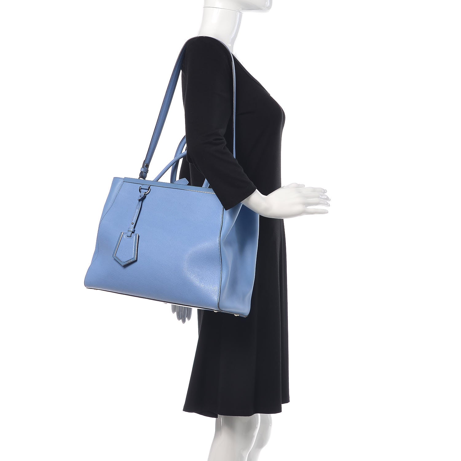 Fendi Vitello Elite Flamingo Regular 2Jours Tote Azzurro Nebula 2 of 18