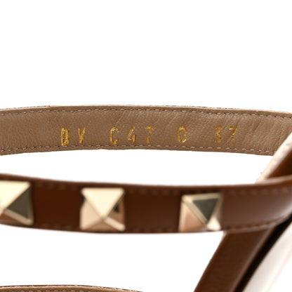 Valentino Garavani Calfskin Nappa Rockstud 60mm Caged Slide Sandals 37 Tobacco 7 of 9
