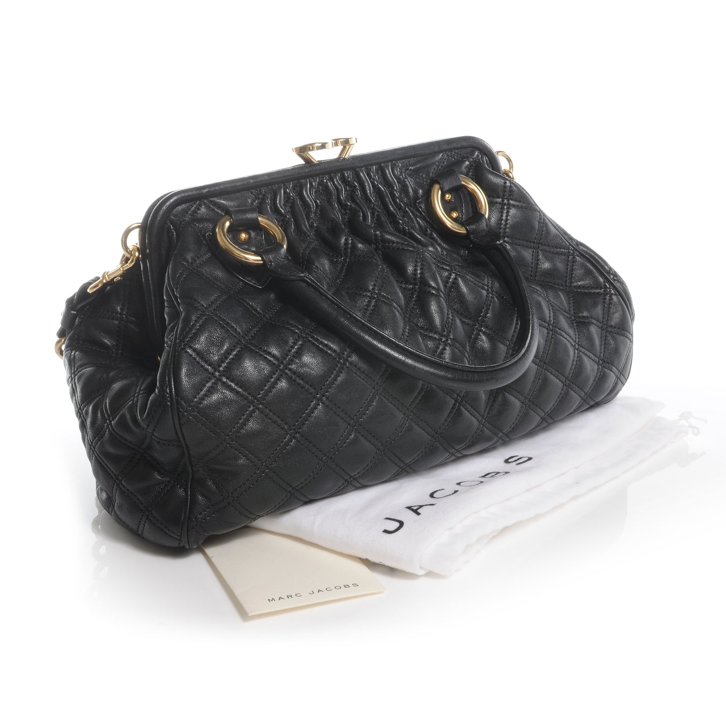 Quilted Leather Stam Bag Black