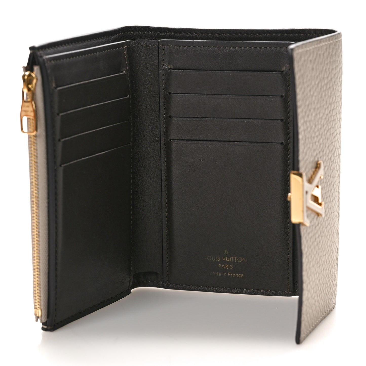 Taurillon Capucines Compact Wallet Galet