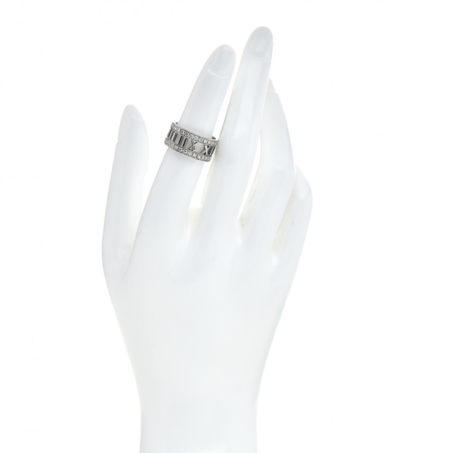 18K White Gold Diamond Wide Atlas Open Ring 50 5.5