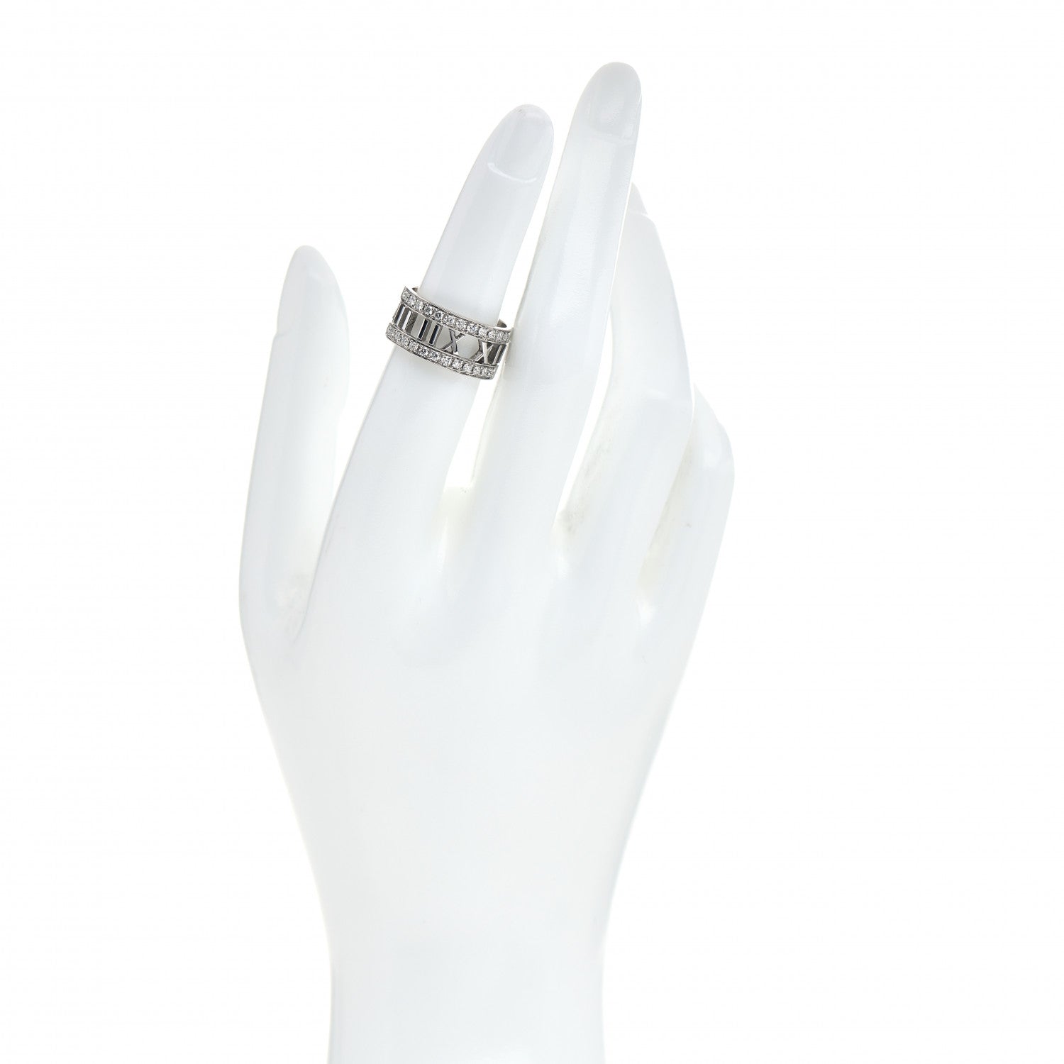 Tiffany 18K White Gold Diamond Wide Atlas Open Ring 50 5.5 2 of 4