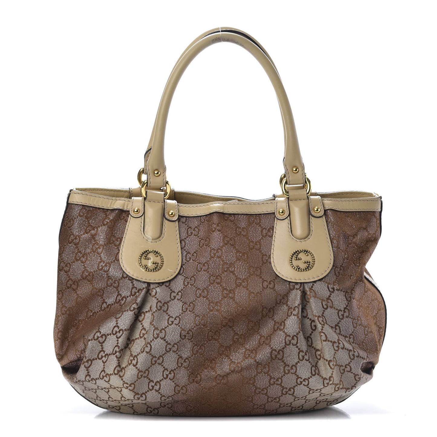 Monogram Lurex Medium Scarlett Studded Tote Beige