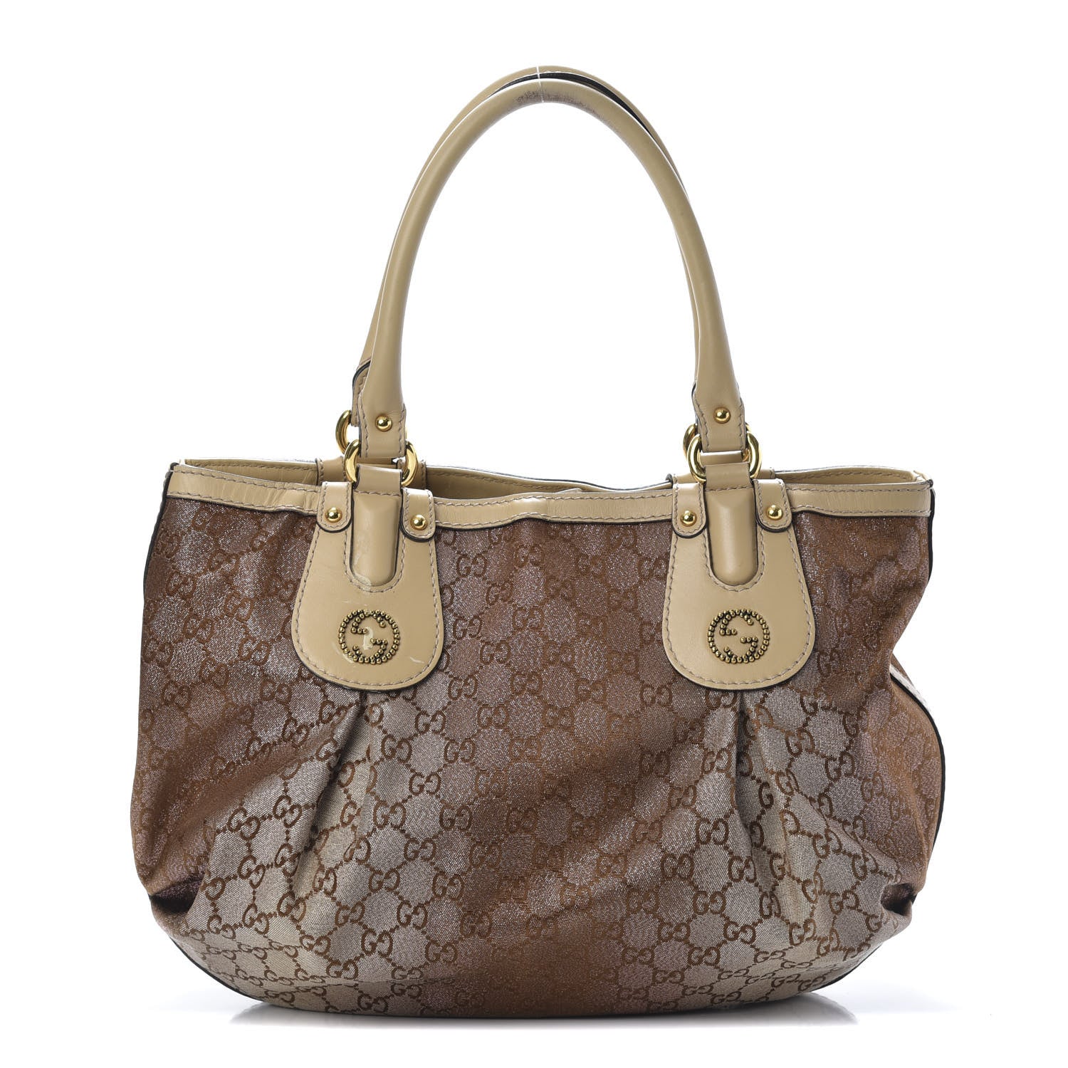Gucci Monogram Lurex Medium Scarlett Studded Tote Beige 1 of 15