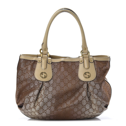 Gucci Monogram Lurex Medium Scarlett Studded Tote Beige 1 of 15