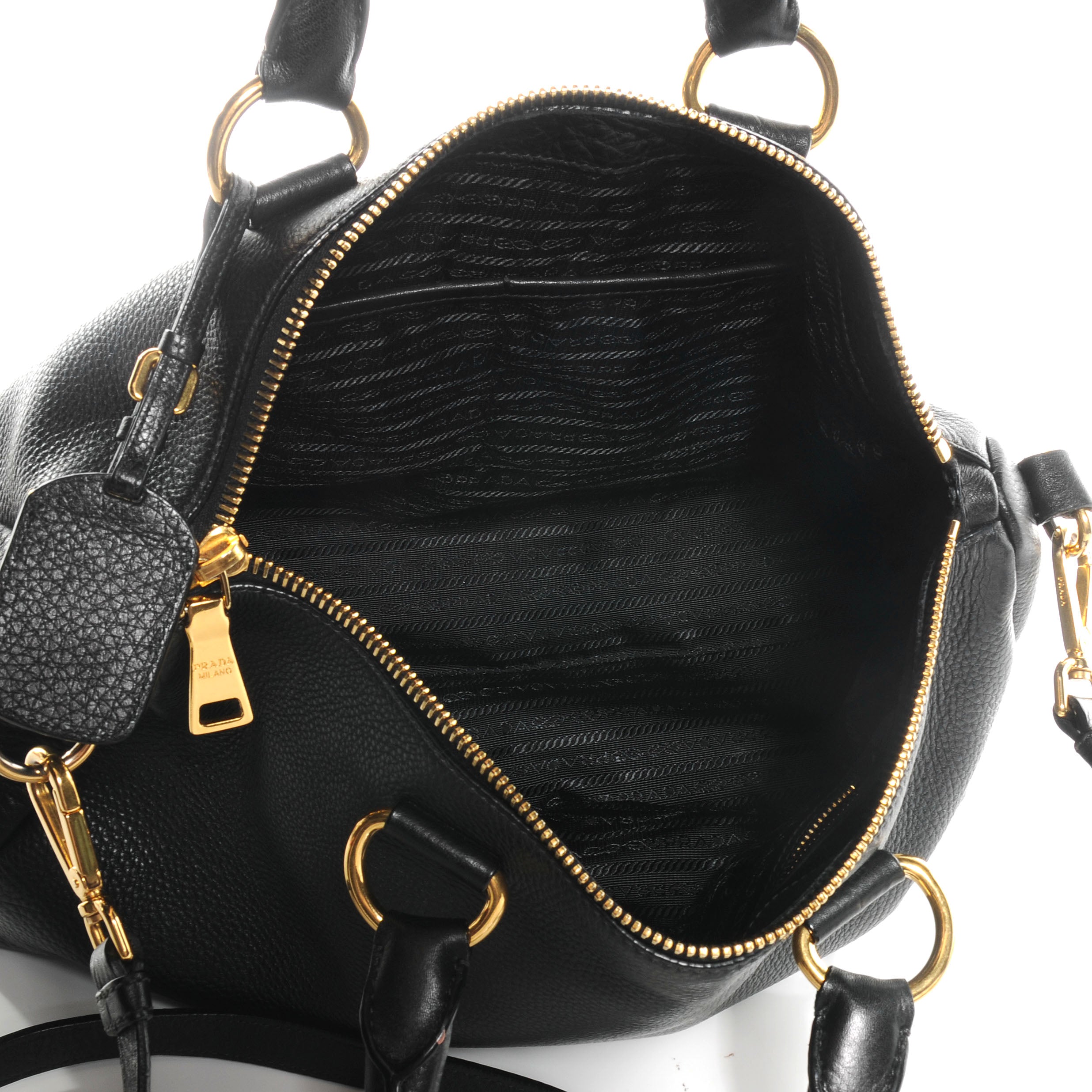 Prada Vitello Daino Boston Bag Black 59099 – FASHIONPHILE