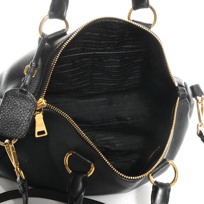 Prada Vitello Daino Boston Bag Black 5 of 11
