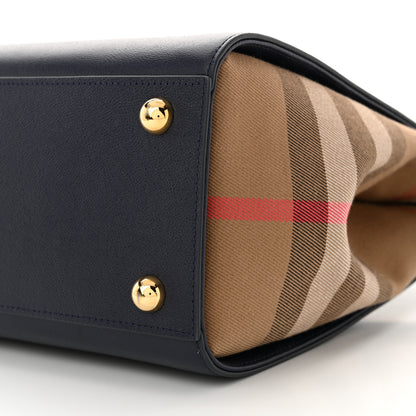 Burberry Calfskin Mega Check Banwell Tote Dark Canvas Blue 9 of 9