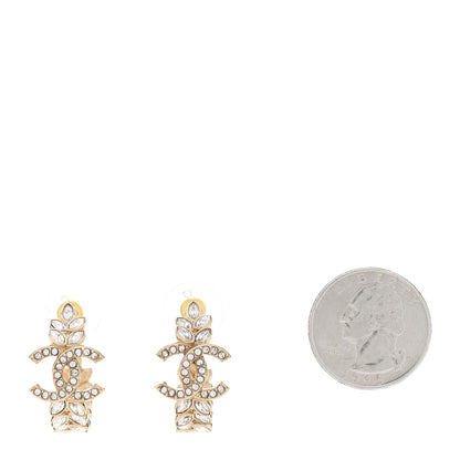 Chanel Crystal CC Hoop Earrings Gold 2 of 5