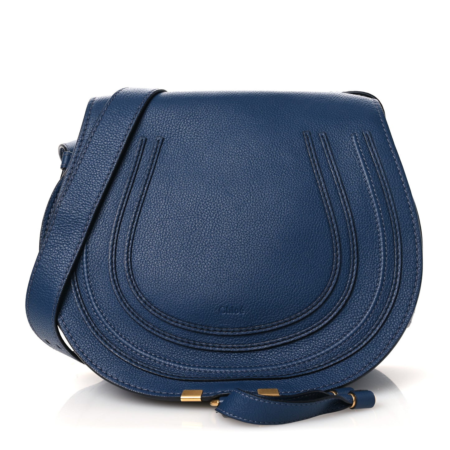 Calfskin Medium Marcie Round Crossbody Bag Royal Navy