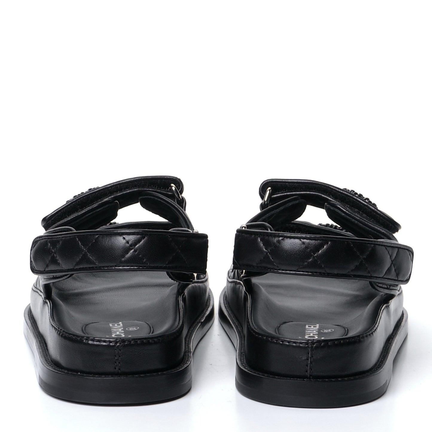 Lambskin Velcro Dad Sandals 38 Black