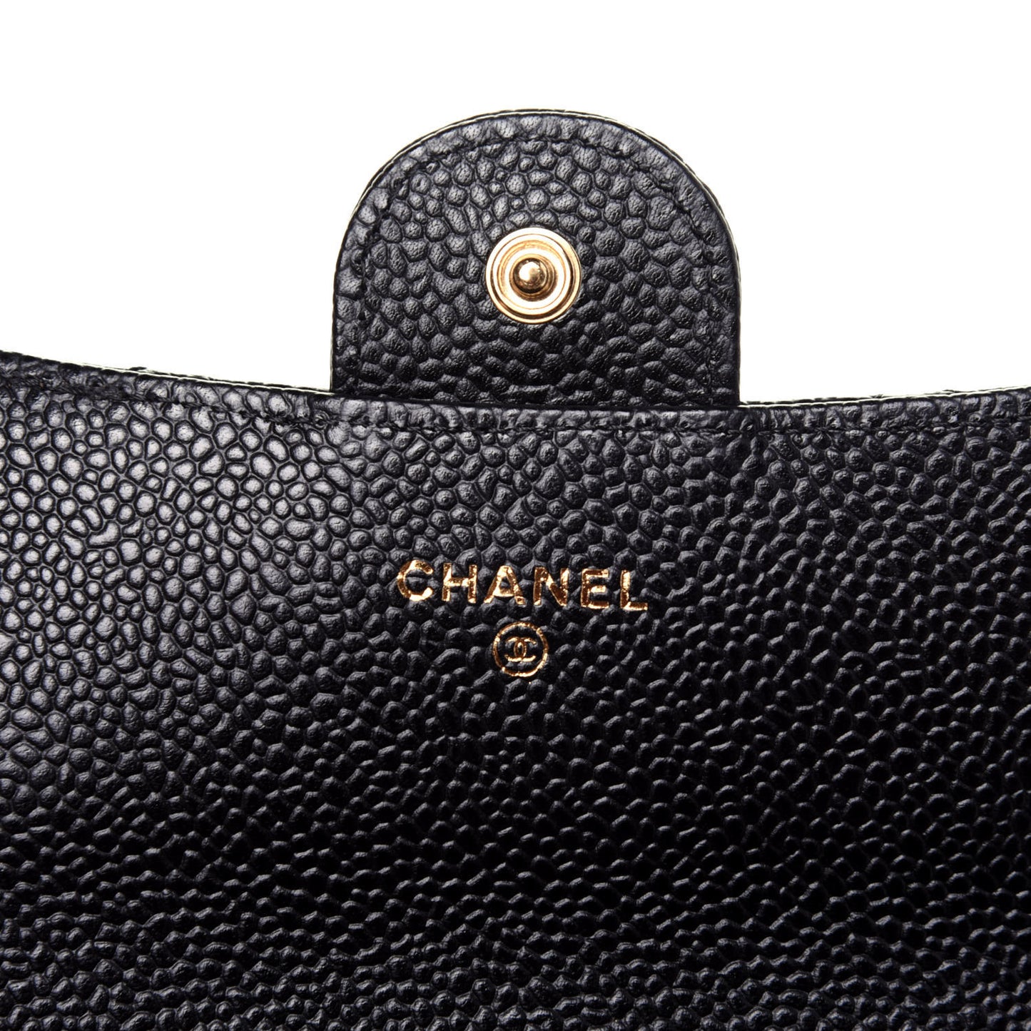 Caviar Quilted Large Gusset Flap Wallet Black