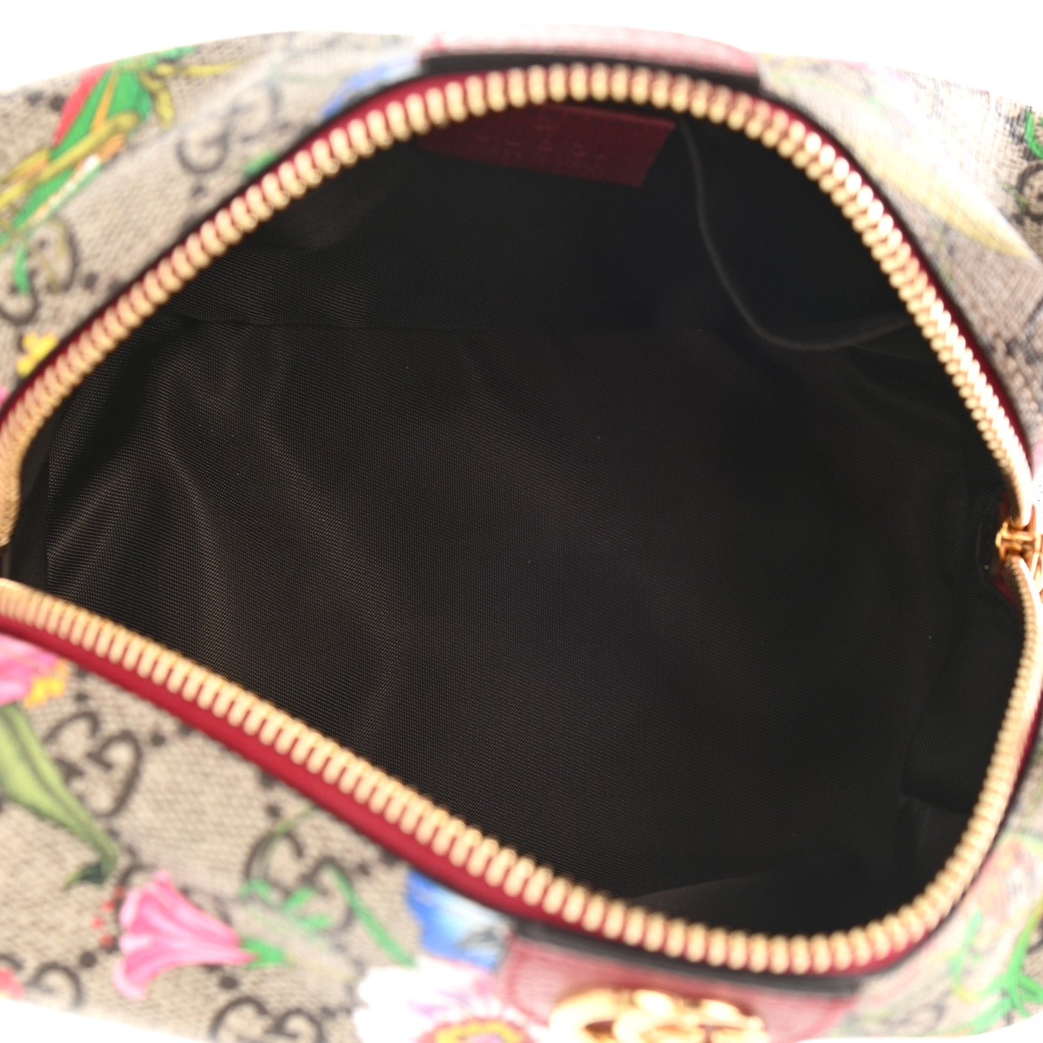 Gucci Soft GG Supreme Monogram Flora Calfskin Medium Ophidia Cosmetic Case Beige Ebony Multicolor Rosso 5 of 8