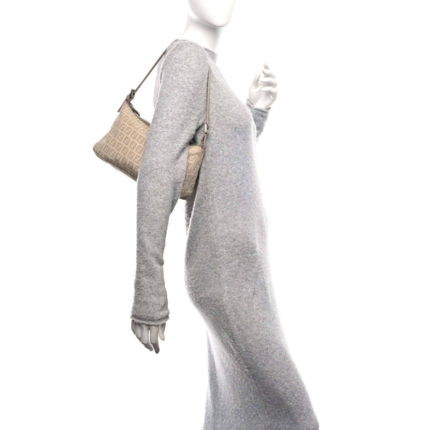 Fendi Zucchino Cuoio Pochette Beige Tortora Pietra 2 of 12