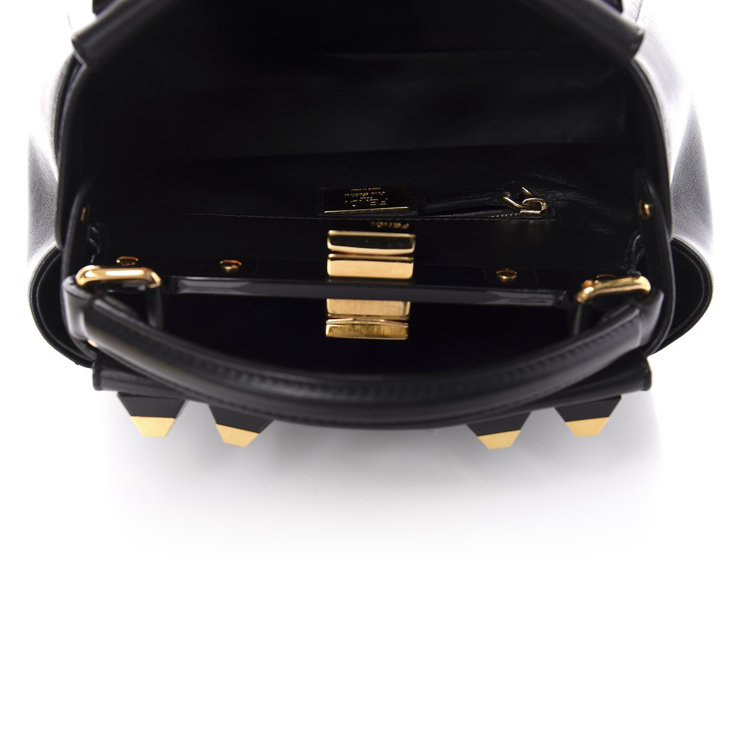 Fendi Nappa Studded Mini Peekaboo Iconic Satchel Black 6 of 11