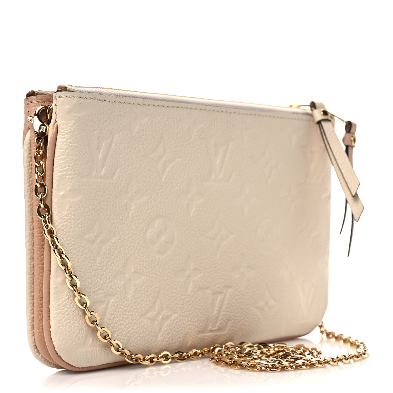 Louis Vuitton Empreinte Double Zip Pochette Beige Rose Creme 2 of 8