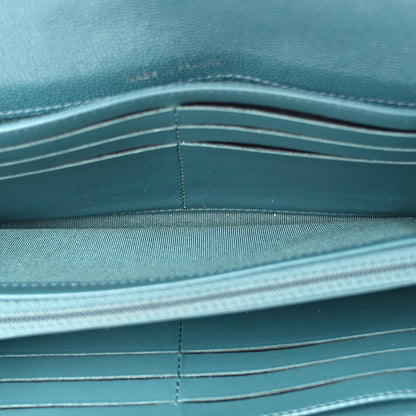 Chanel Caviar Quilted Large Gusset Flap Wallet Dark Turquoise 5 of 15