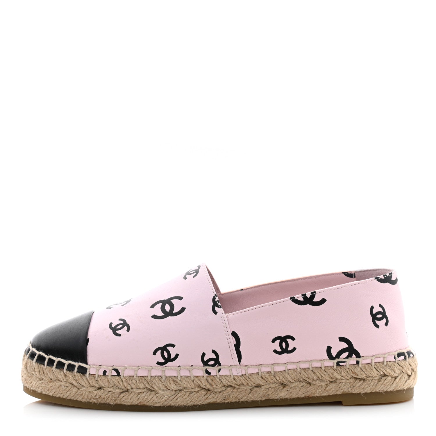 Chanel Lambskin Printed CC Espadrilles 37 Light Pink Black 1 of 11