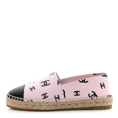 Chanel Lambskin Printed CC Espadrilles 37 Light Pink Black 1 of 11
