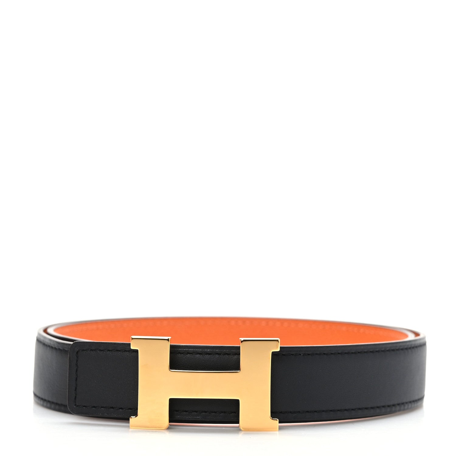Hermes Swift Epsom 24mm Constance H Belt 70 Black Orange 1 of 5
