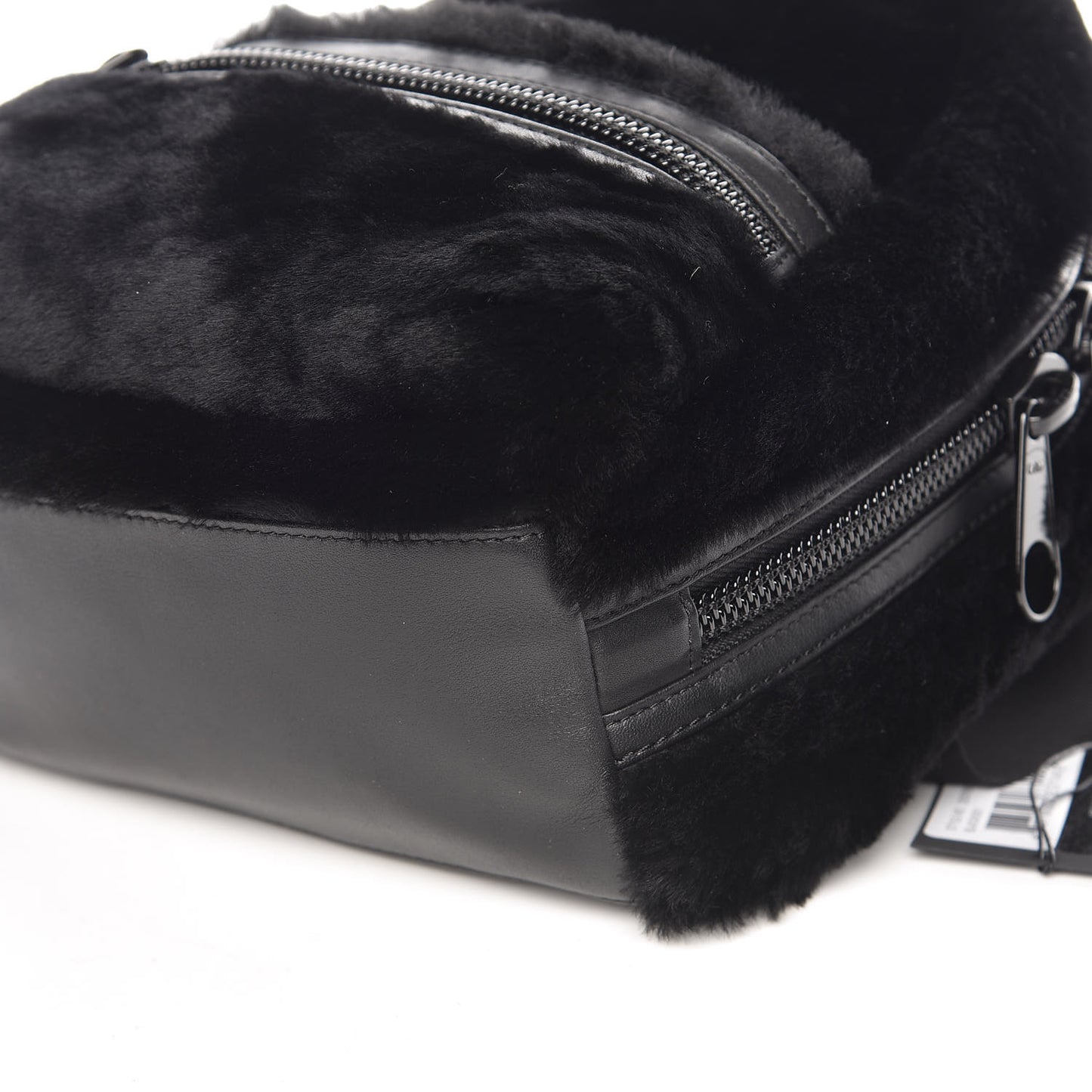 Shearling Rubberized Lambskin Backpack Black