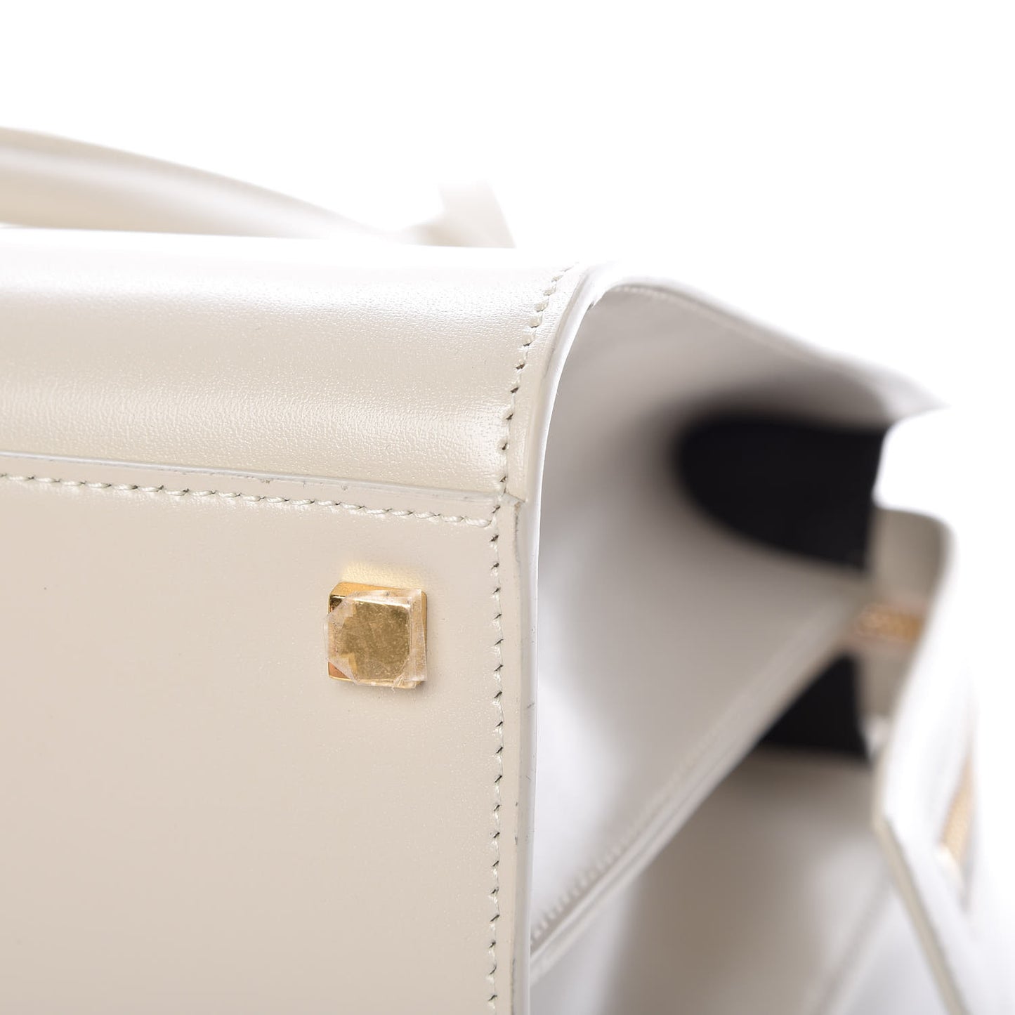 Shiny Calfskin Medium Uptown Tote White