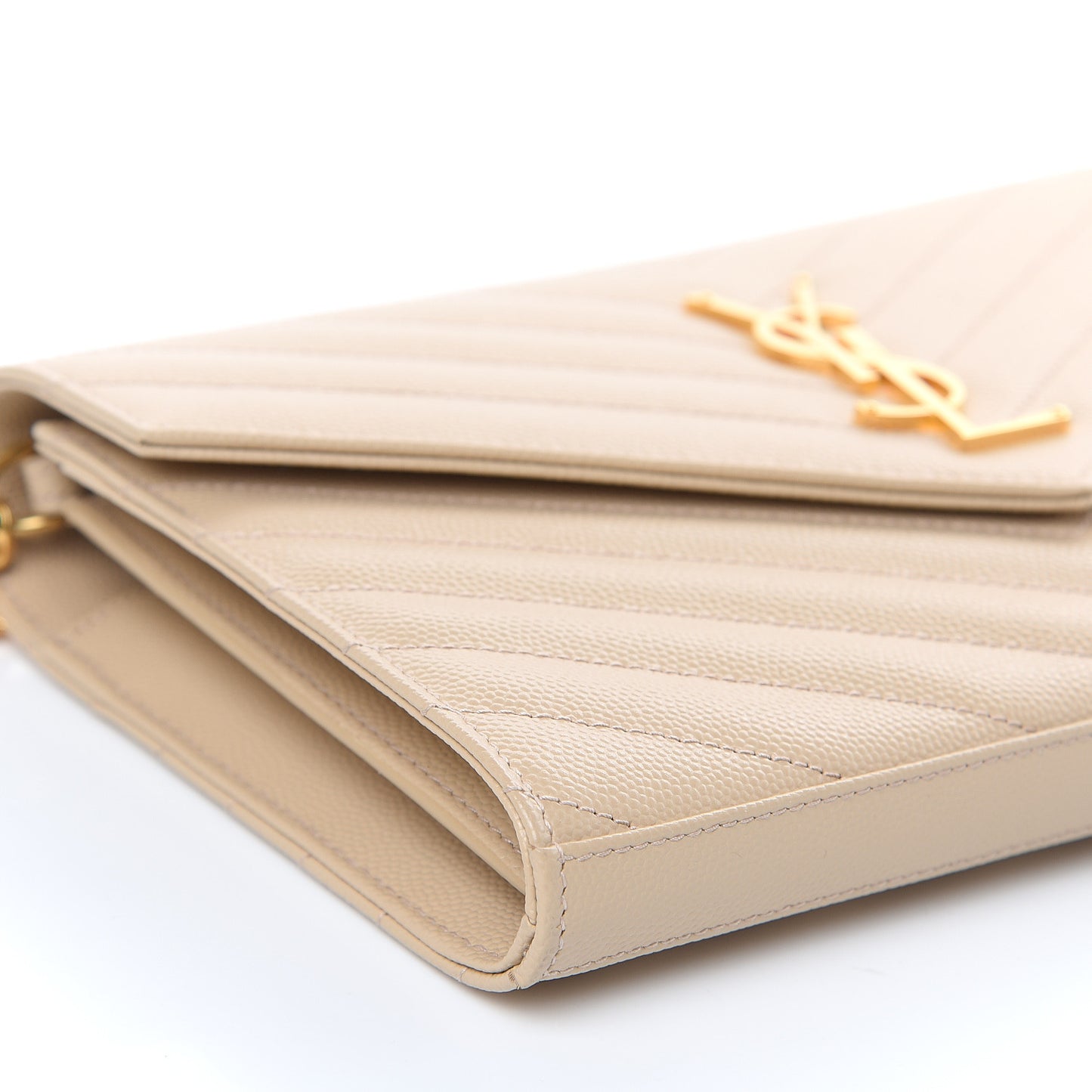 Grain De Poudre Matelasse Chevron Monogram Chain Wallet Nude Powder