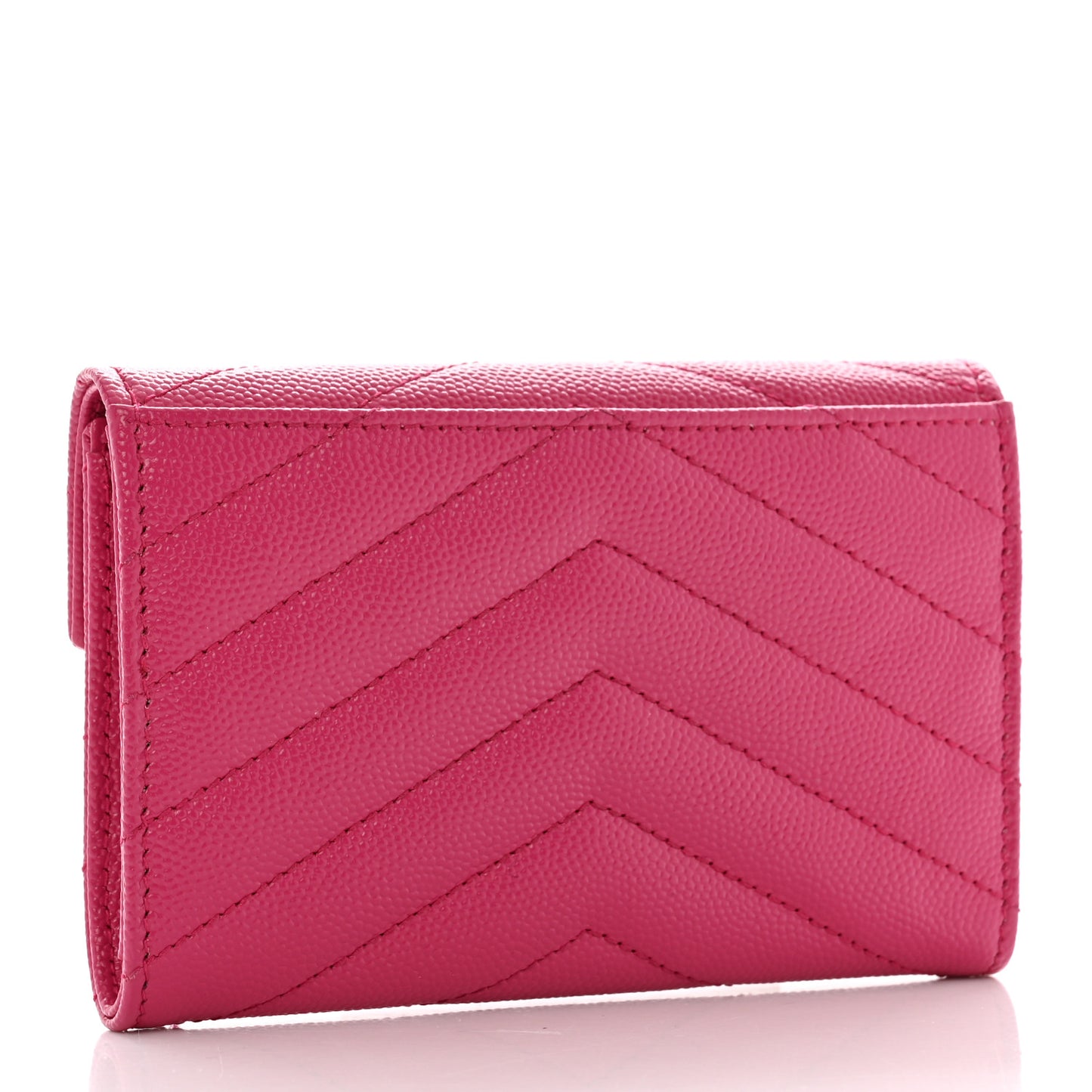 Grain De Poudre Matelasse Chevron Small Monogram Envelope Wallet Fuxia Couture