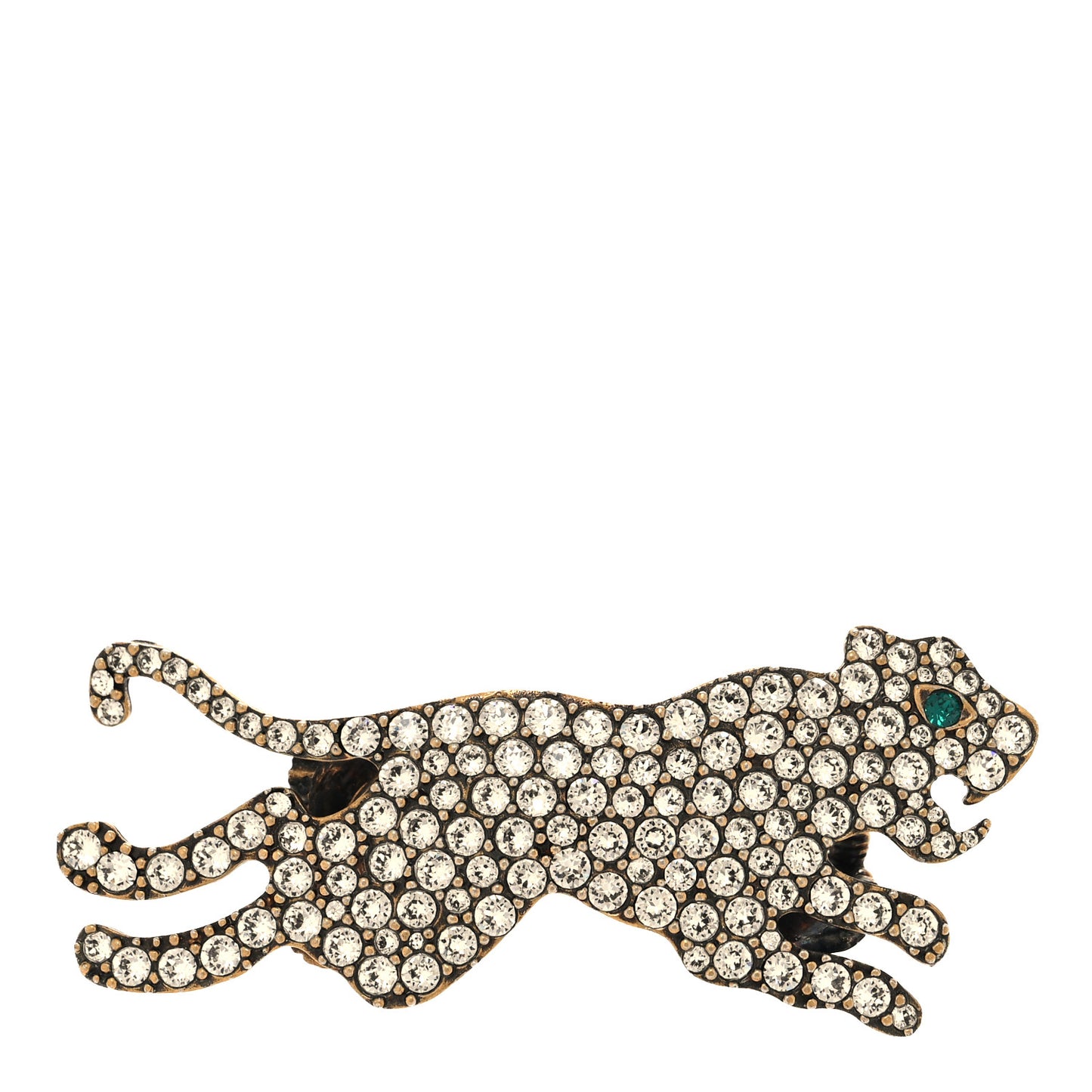 Crystal Tiger Multi-Finger Ring M Aged Gold Emerald