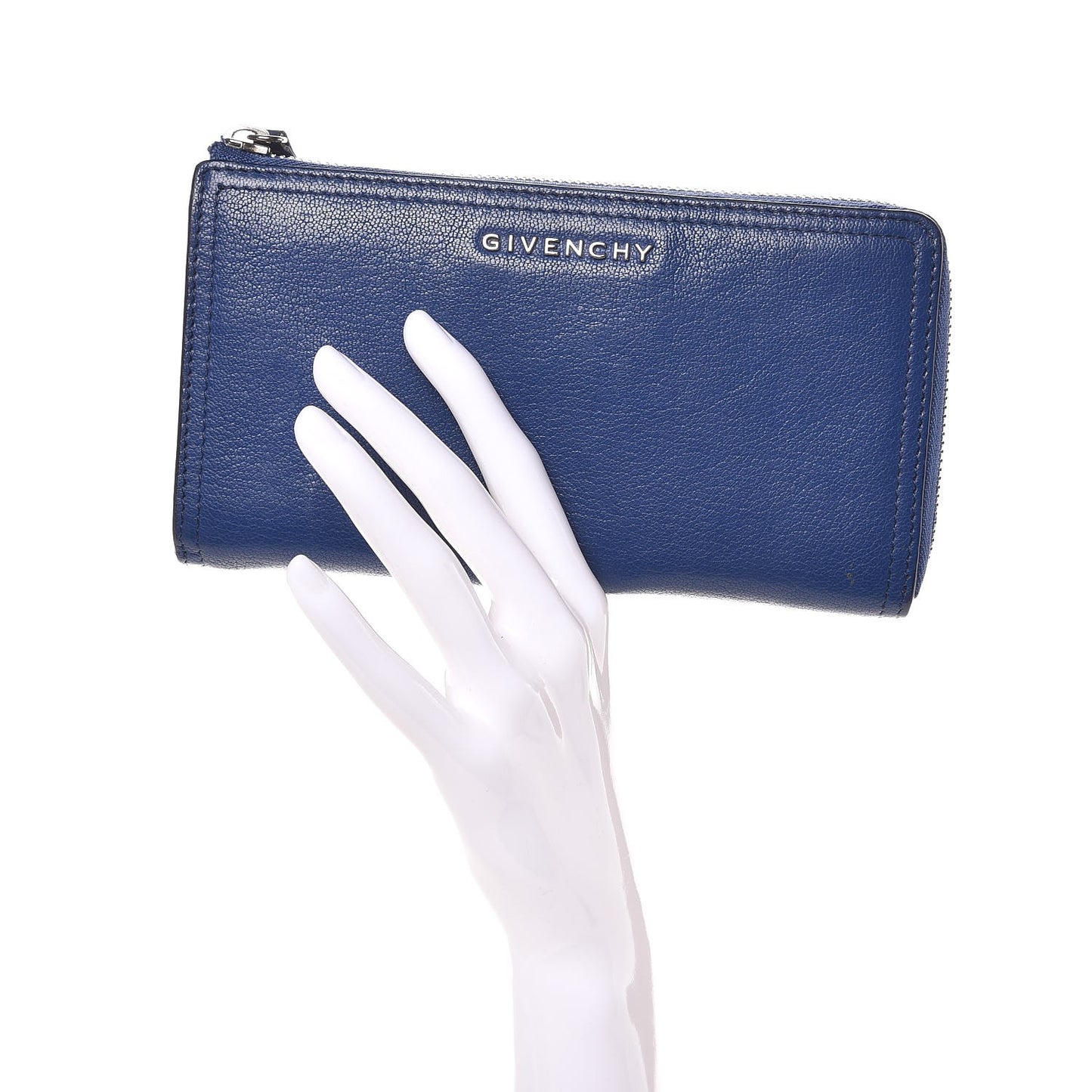 Sugar Goatskin Pandora Half Zip Long Wallet Medium Blue