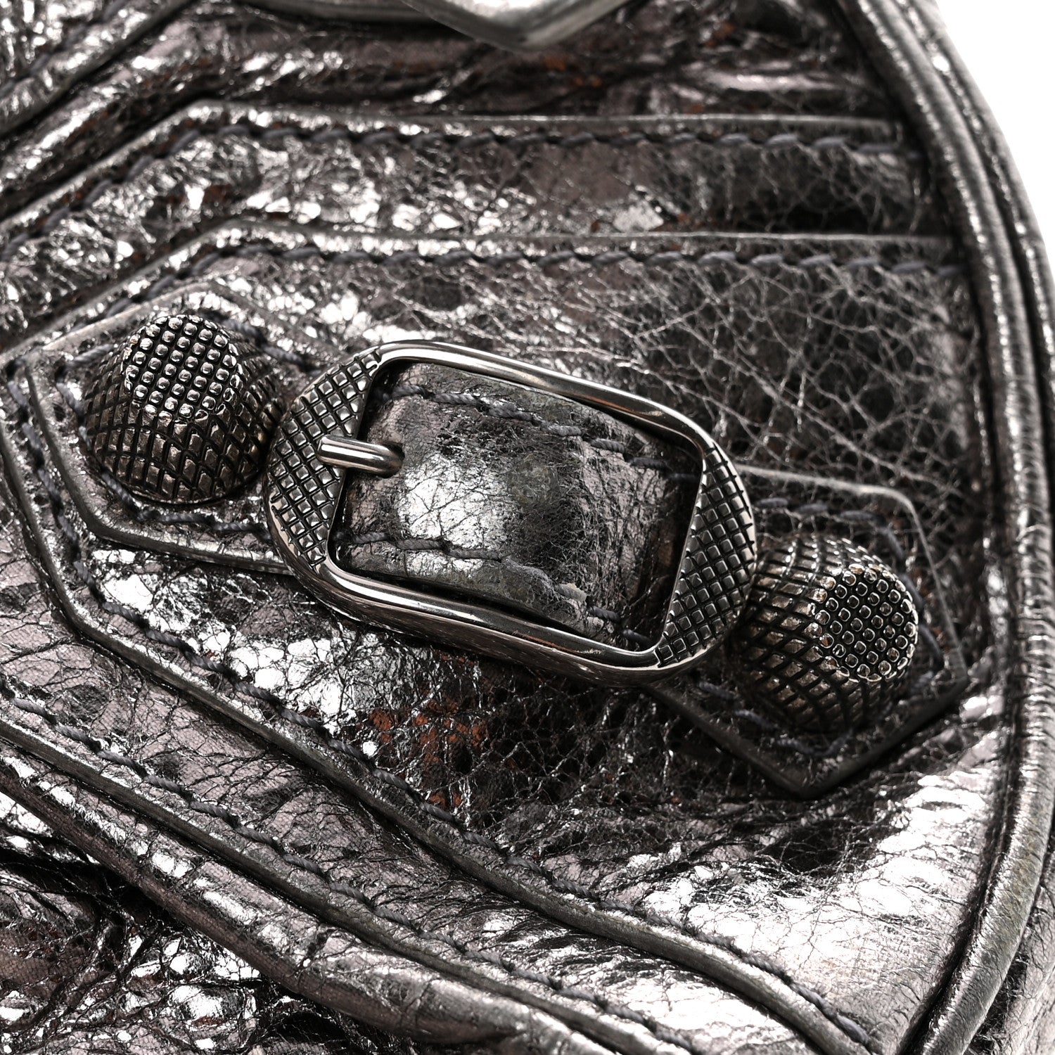 Balenciaga Metallic Agneau Arena Le Cagole Shoulder Bag XS Silver 13 of 16
