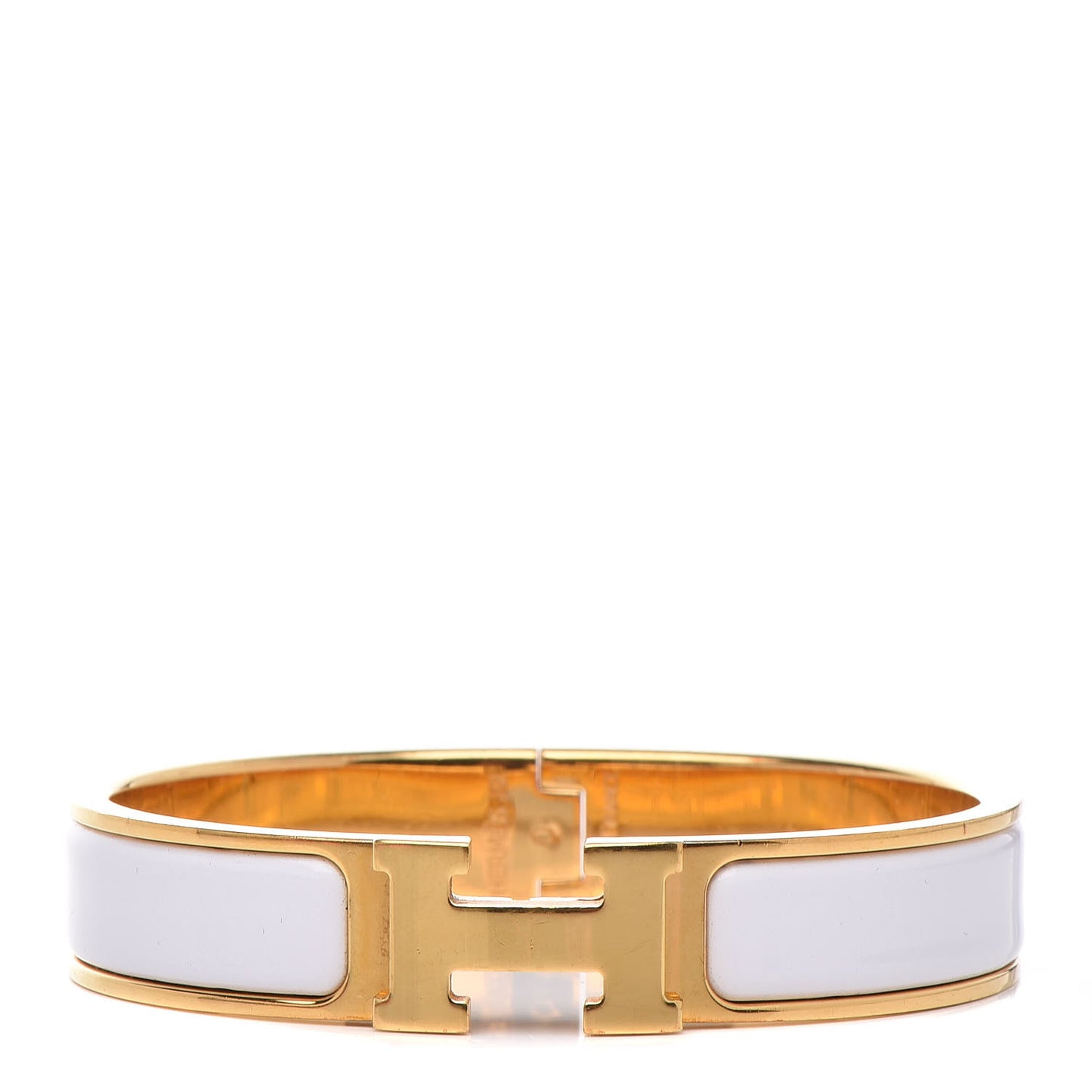 Enamel Narrow Clic Clac H Bracelet PM White