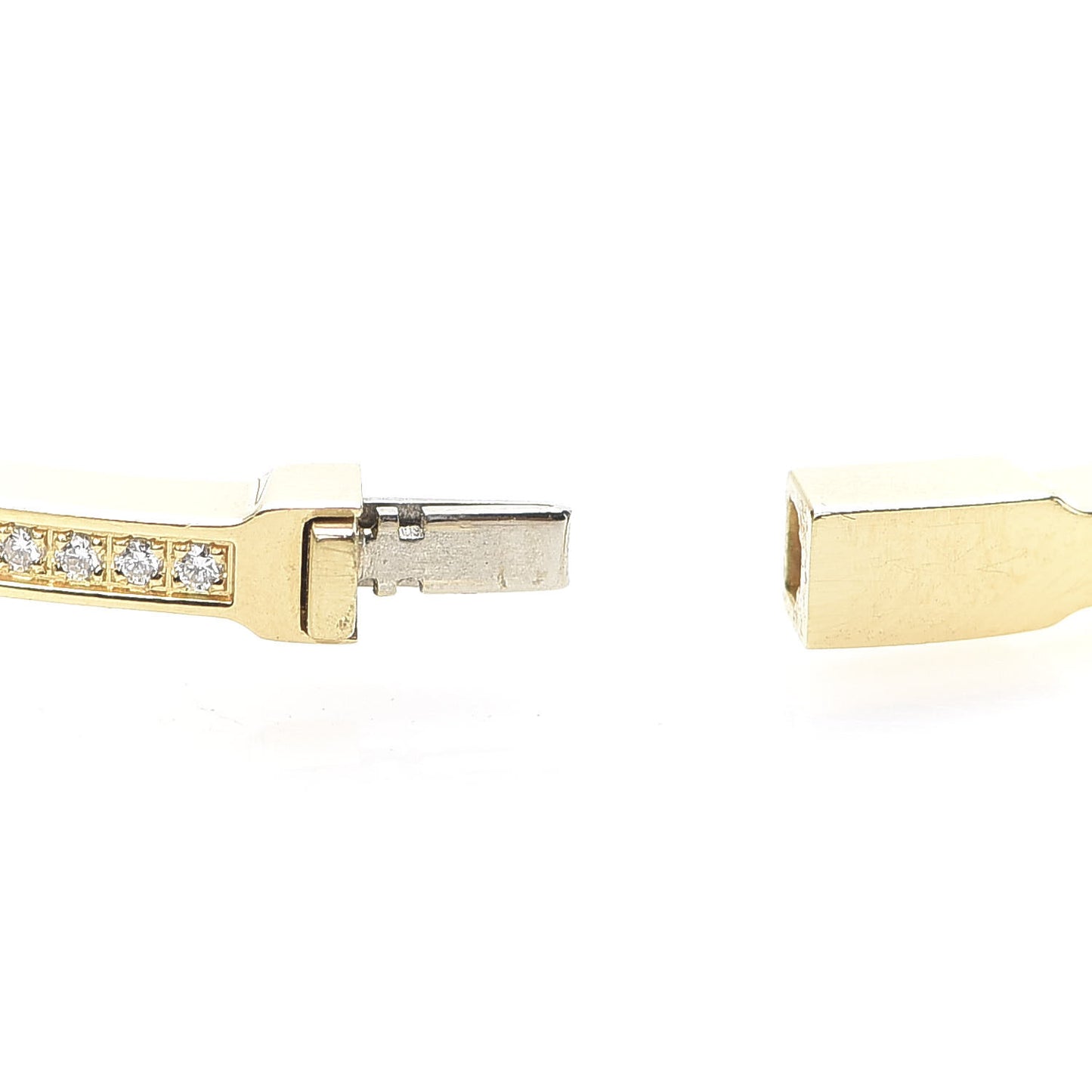 18K Yellow Gold Diamond T Hinged Wire Bangle Bracelet