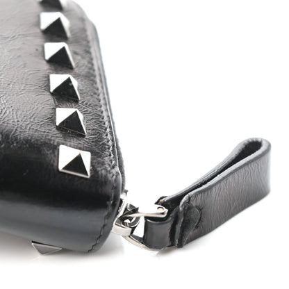 Valentino Garavani Craquele Calfskin Rockstud Zip Around Wallet Black 9 of 10