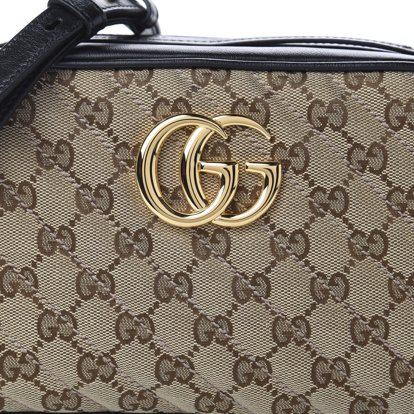 Monogram Matelasse Diagonal Small GG Marmont Chain Shoulder Bag Beige Black