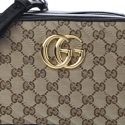Gucci Monogram Matelasse Diagonal Small GG Marmont Chain Shoulder Bag Beige Black 10 of 10