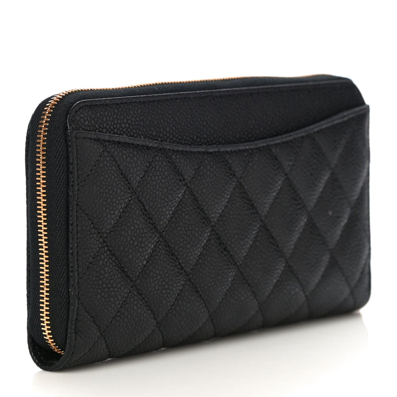 Chanel Caviar Quilted Large Gusset Zip Around Wallet Black 3 of 15