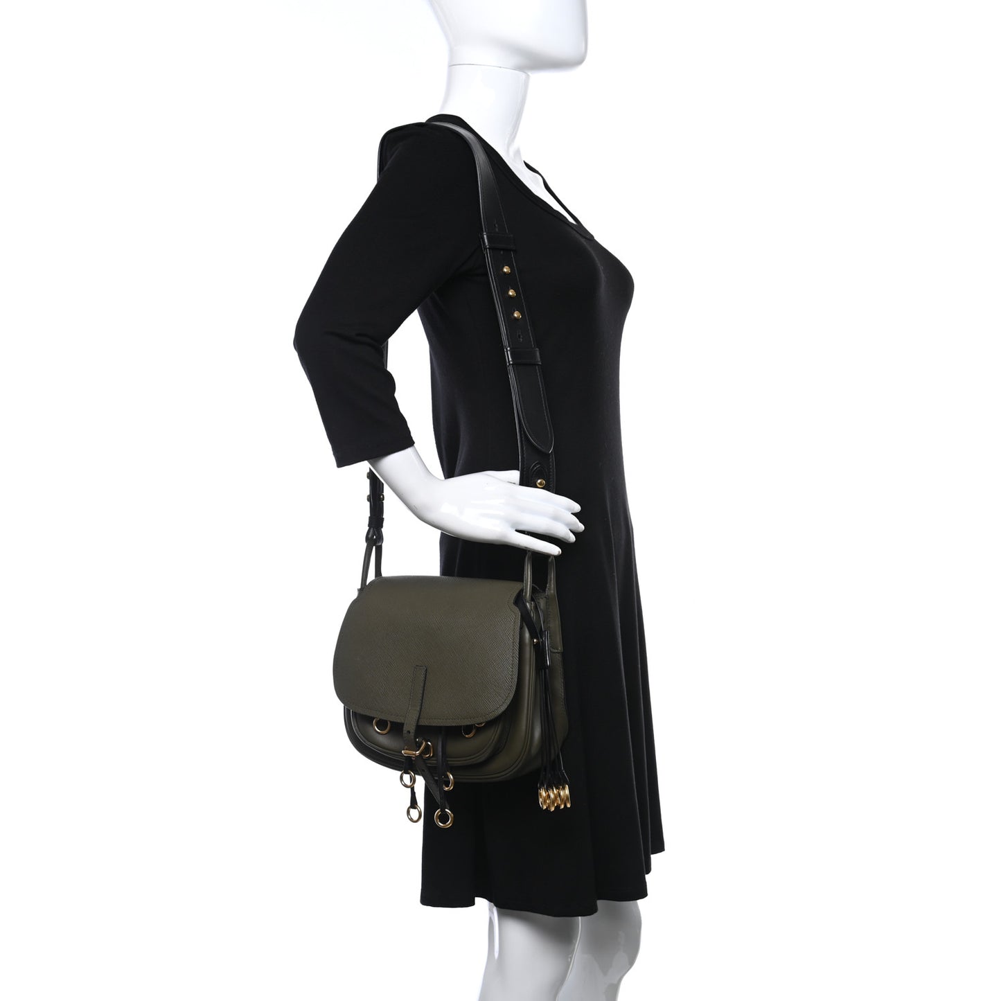 Saffiano Cuir Calf Corsaire Bag Militare Black